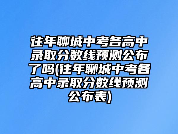 往年聊城中考各高中錄取分數(shù)線預測公布了嗎(往年聊城中考各高中錄取分數(shù)線預測公布表)