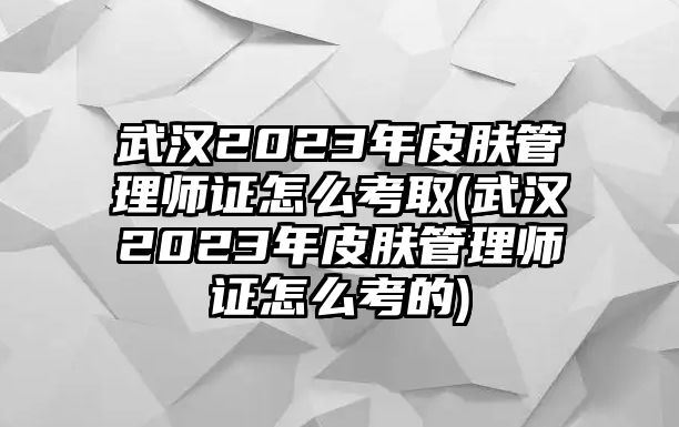 武漢2023年皮膚管理師證怎么考取(武漢2023年皮膚管理師證怎么考的)