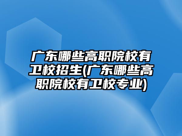 廣東哪些高職院校有衛(wèi)校招生(廣東哪些高職院校有衛(wèi)校專(zhuān)業(yè))