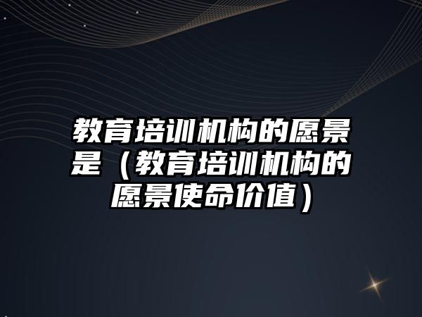 教育培訓(xùn)機構(gòu)的愿景是（教育培訓(xùn)機構(gòu)的愿景使命價值）