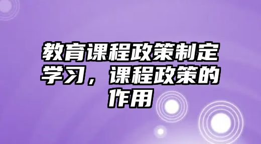 教育課程政策制定學(xué)習(xí)，課程政策的作用