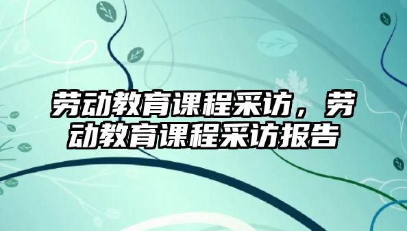 勞動教育課程采訪，勞動教育課程采訪報告