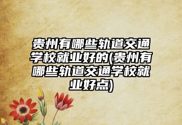 貴州有哪些軌道交通學(xué)校就業(yè)好的(貴州有哪些軌道交通學(xué)校就業(yè)好點(diǎn))