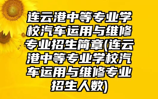 連云港中等專業(yè)學(xué)校汽車運(yùn)用與維修專業(yè)招生簡章(連云港中等專業(yè)學(xué)校汽車運(yùn)用與維修專業(yè)招生人數(shù))