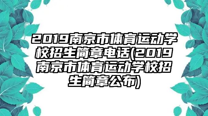 2019南京市體育運動學校招生簡章電話(2019南京市體育運動學校招生簡章公布)