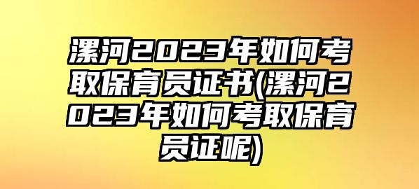 漯河2023年如何考取保育員證書(漯河2023年如何考取保育員證呢)