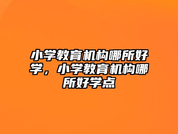 小學(xué)教育機構(gòu)哪所好學(xué)，小學(xué)教育機構(gòu)哪所好學(xué)點