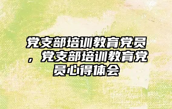 黨支部培訓(xùn)教育黨員，黨支部培訓(xùn)教育黨員心得體會