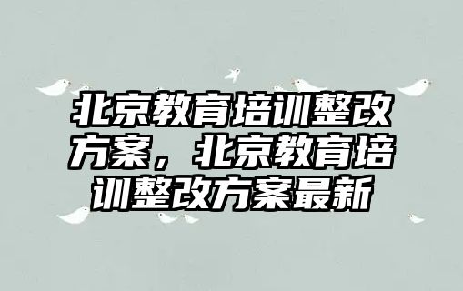 北京教育培訓(xùn)整改方案，北京教育培訓(xùn)整改方案最新