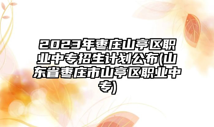 2023年棗莊山亭區(qū)職業(yè)中專(zhuān)招生計(jì)劃公布(山東省棗莊市山亭區(qū)職業(yè)中專(zhuān))