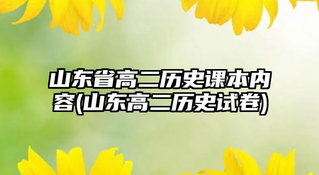 山東省高二歷史課本內(nèi)容(山東高二歷史試卷)