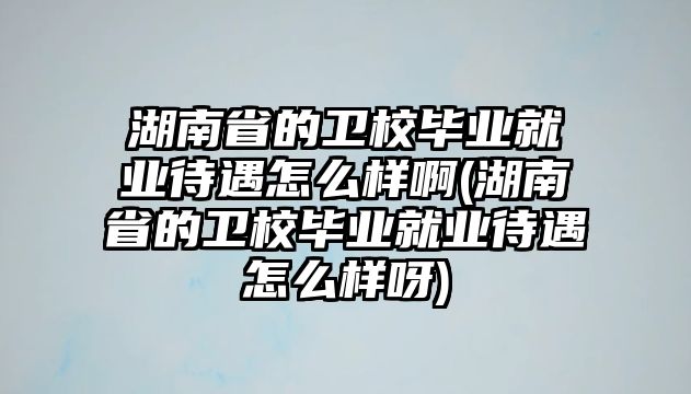 湖南省的衛(wèi)校畢業(yè)就業(yè)待遇怎么樣啊(湖南省的衛(wèi)校畢業(yè)就業(yè)待遇怎么樣呀)