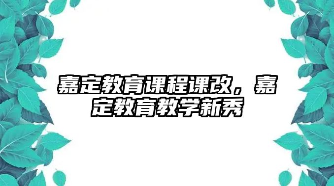 嘉定教育課程課改，嘉定教育教學(xué)新秀