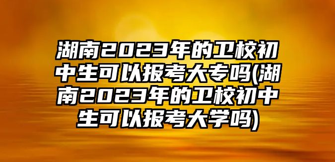 湖南2023年的衛(wèi)校初中生可以報(bào)考大專(zhuān)嗎(湖南2023年的衛(wèi)校初中生可以報(bào)考大學(xué)嗎)