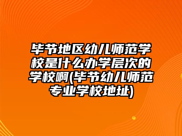 畢節(jié)地區(qū)幼兒師范學校是什么辦學層次的學校啊(畢節(jié)幼兒師范專業(yè)學校地址)