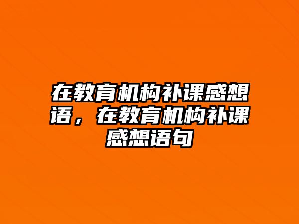 在教育機(jī)構(gòu)補(bǔ)課感想語，在教育機(jī)構(gòu)補(bǔ)課感想語句