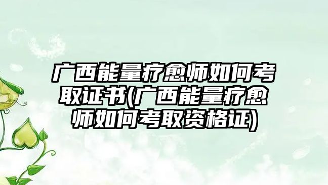 廣西能量療愈師如何考取證書(廣西能量療愈師如何考取資格證)