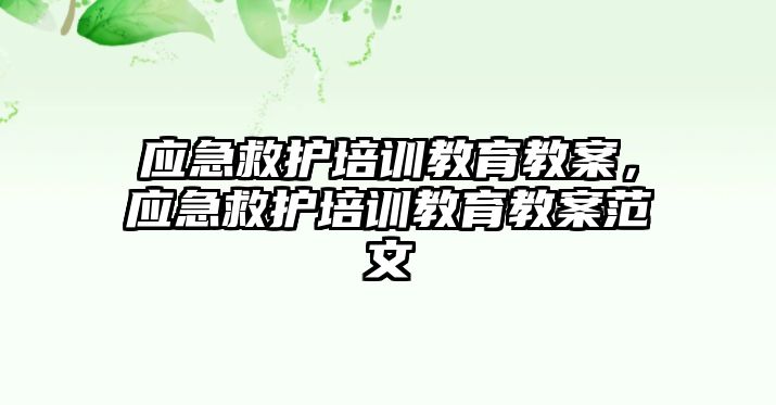 應(yīng)急救護(hù)培訓(xùn)教育教案，應(yīng)急救護(hù)培訓(xùn)教育教案范文