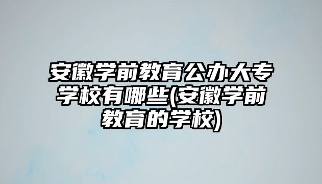 安徽學(xué)前教育公辦大專學(xué)校有哪些(安徽學(xué)前教育的學(xué)校)