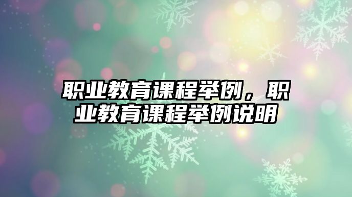 職業(yè)教育課程舉例，職業(yè)教育課程舉例說明