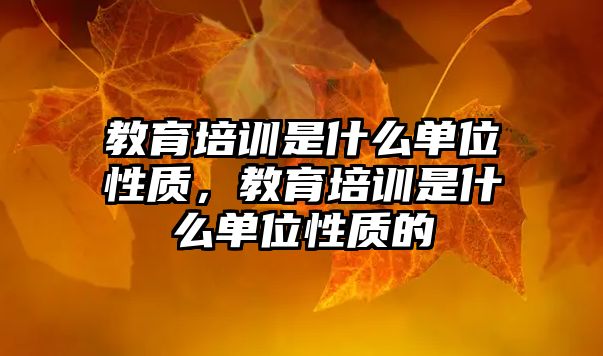 教育培訓(xùn)是什么單位性質(zhì)，教育培訓(xùn)是什么單位性質(zhì)的