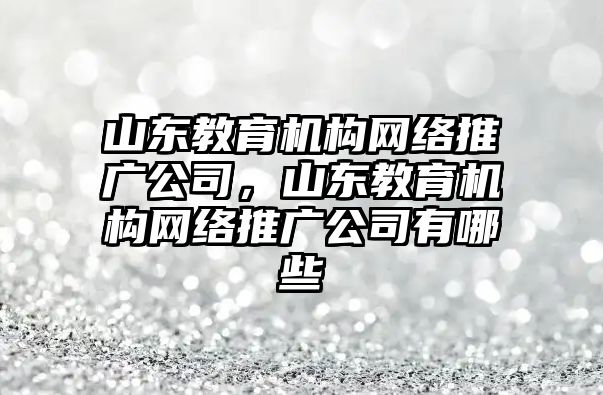 山東教育機構網絡推廣公司，山東教育機構網絡推廣公司有哪些