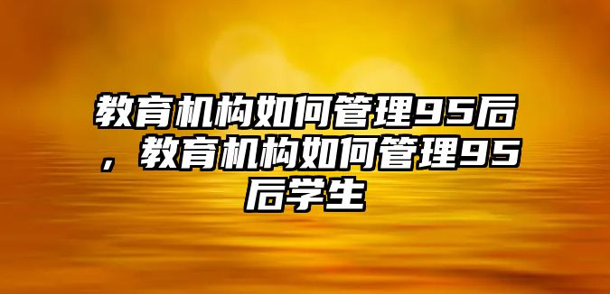 教育機構(gòu)如何管理95后，教育機構(gòu)如何管理95后學(xué)生