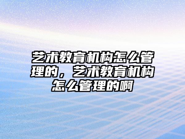 藝術教育機構怎么管理的，藝術教育機構怎么管理的啊