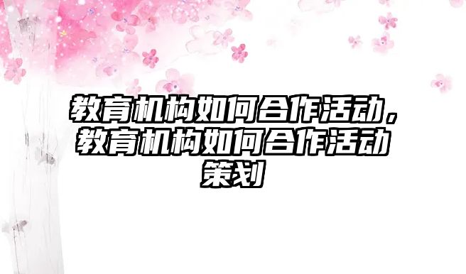 教育機(jī)構(gòu)如何合作活動(dòng)，教育機(jī)構(gòu)如何合作活動(dòng)策劃