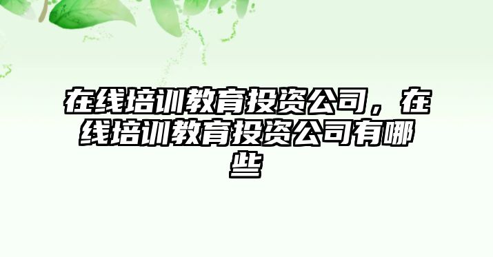 在線培訓(xùn)教育投資公司，在線培訓(xùn)教育投資公司有哪些