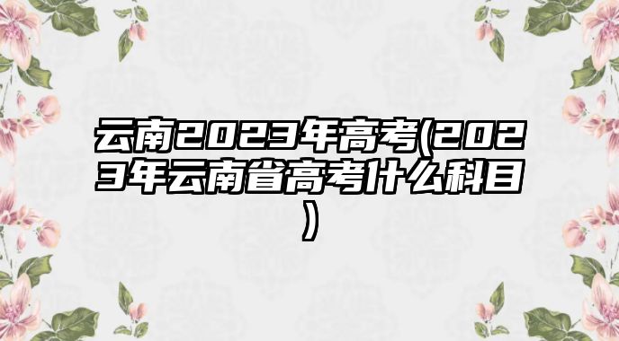 云南2023年高考(2023年云南省高考什么科目)