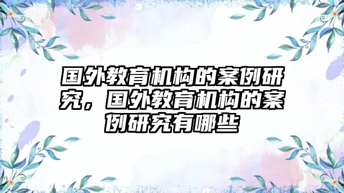 國外教育機構(gòu)的案例研究，國外教育機構(gòu)的案例研究有哪些