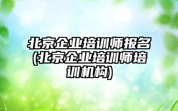 北京企業(yè)培訓師報名(北京企業(yè)培訓師培訓機構)