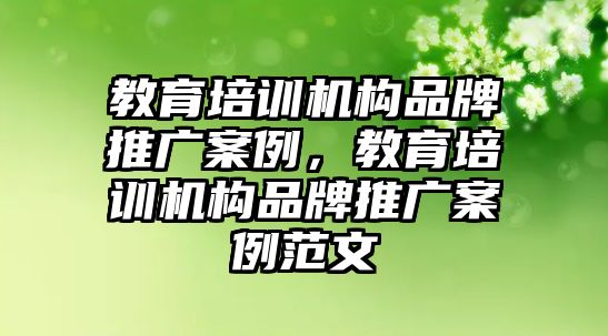 教育培訓(xùn)機(jī)構(gòu)品牌推廣案例，教育培訓(xùn)機(jī)構(gòu)品牌推廣案例范文