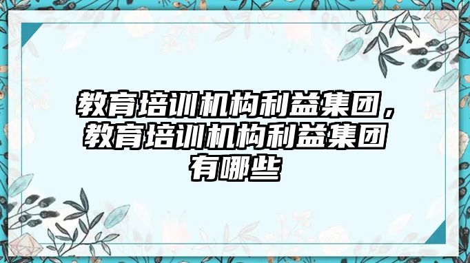 教育培訓(xùn)機(jī)構(gòu)利益集團(tuán)，教育培訓(xùn)機(jī)構(gòu)利益集團(tuán)有哪些