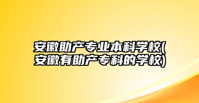 安徽助產(chǎn)專業(yè)本科學校(安徽有助產(chǎn)專科的學校)