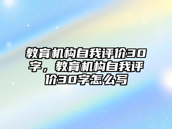 教育機構自我評價30字，教育機構自我評價30字怎么寫