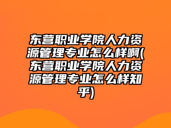 東營職業(yè)學(xué)院人力資源管理專業(yè)怎么樣啊(東營職業(yè)學(xué)院人力資源管理專業(yè)怎么樣知乎)