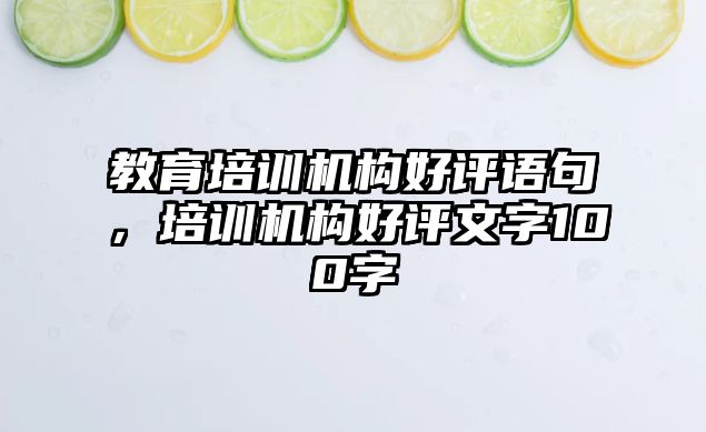 教育培訓機構好評語句，培訓機構好評文字100字