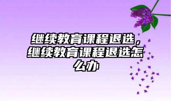 繼續(xù)教育課程退選，繼續(xù)教育課程退選怎么辦