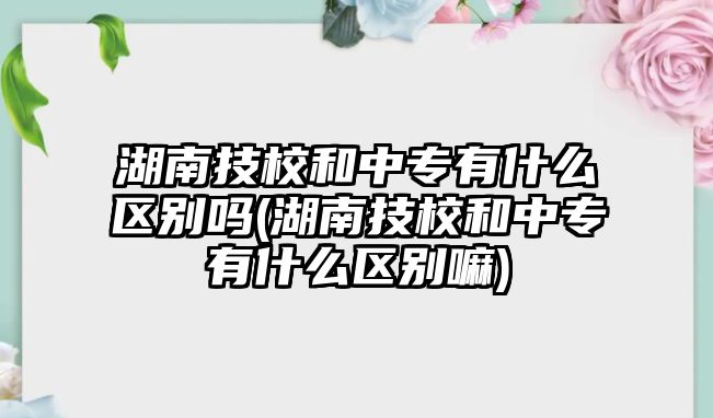 湖南技校和中專有什么區(qū)別嗎(湖南技校和中專有什么區(qū)別嘛)