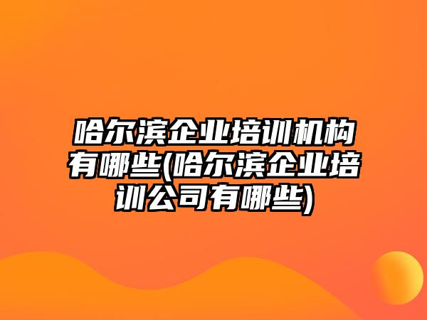 哈爾濱企業(yè)培訓(xùn)機構(gòu)有哪些(哈爾濱企業(yè)培訓(xùn)公司有哪些)