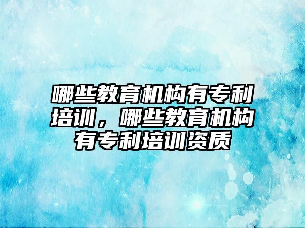 哪些教育機構(gòu)有專利培訓(xùn)，哪些教育機構(gòu)有專利培訓(xùn)資質(zhì)