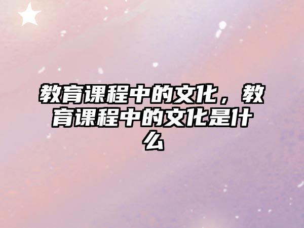 教育課程中的文化，教育課程中的文化是什么