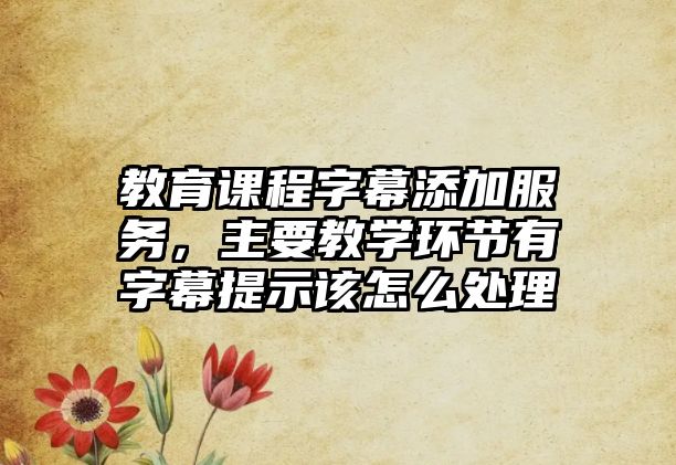 教育課程字幕添加服務(wù)，主要教學(xué)環(huán)節(jié)有字幕提示該怎么處理