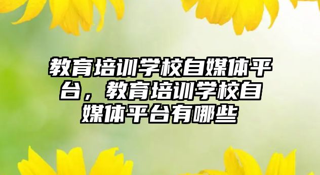 教育培訓學校自媒體平臺，教育培訓學校自媒體平臺有哪些