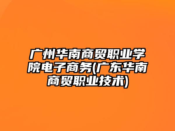 廣州華南商貿(mào)職業(yè)學(xué)院電子商務(wù)(廣東華南商貿(mào)職業(yè)技術(shù))