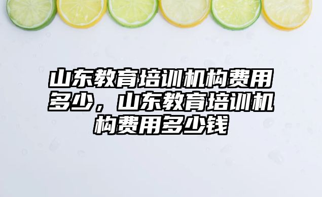 山東教育培訓機構費用多少，山東教育培訓機構費用多少錢