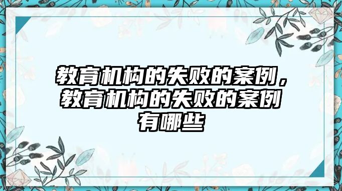 教育機(jī)構(gòu)的失敗的案例，教育機(jī)構(gòu)的失敗的案例有哪些