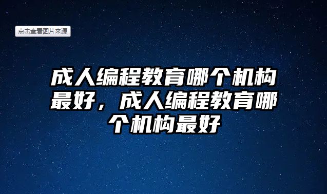 成人編程教育哪個機(jī)構(gòu)最好，成人編程教育哪個機(jī)構(gòu)最好